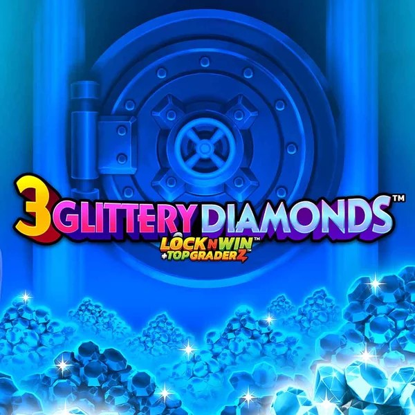 3 Glittery Diamonds slot logo by PearFiction Studios at AllySpin Casino