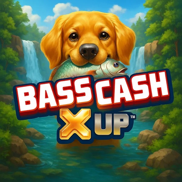 Bass Cash X UP slot logo by Alchemy Gaming at AllySpin Casino