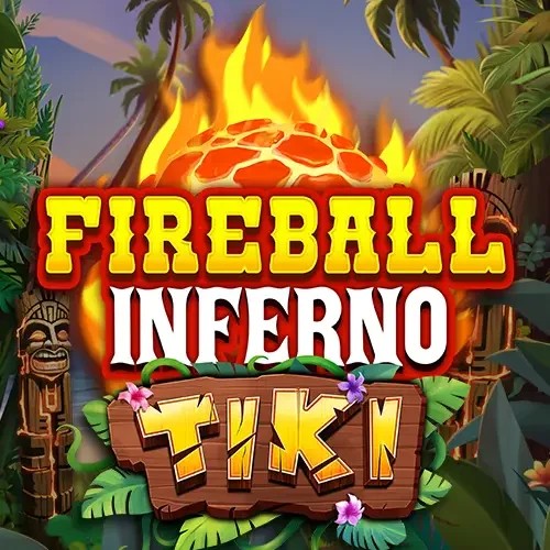 Fireball Inferno Tiki slot logo by NetEnt at AllySpin Casino