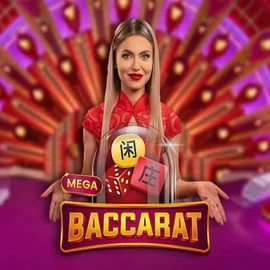 Mega Baccarat online game logo by Pragmatic Play on aallyspin.com